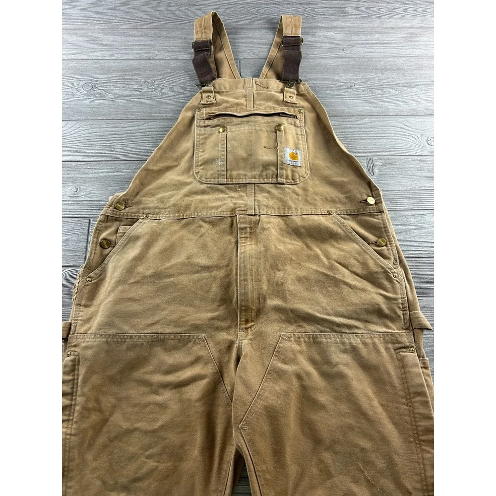 Carhartt Overalls Mens 42X30 Brown Duck R37 Brn Double knee uninsulated